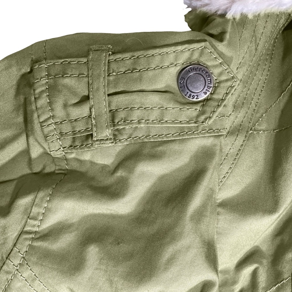 Hollister Olive Green Fur Collar Utility Jacket S - Picture 5 of 12